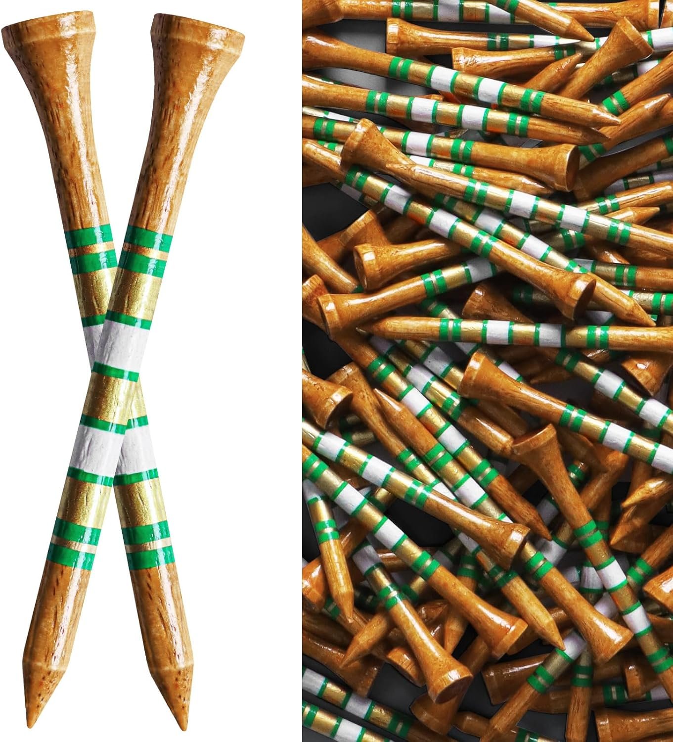 FINGER TEN Golf Tees Western Birch Wood Value 100 Pack 1 1/2 2 3/4 3 1/4 Inch, Durable Stable Tees Smooth Surface, Long Lasting for Men Women Golfers