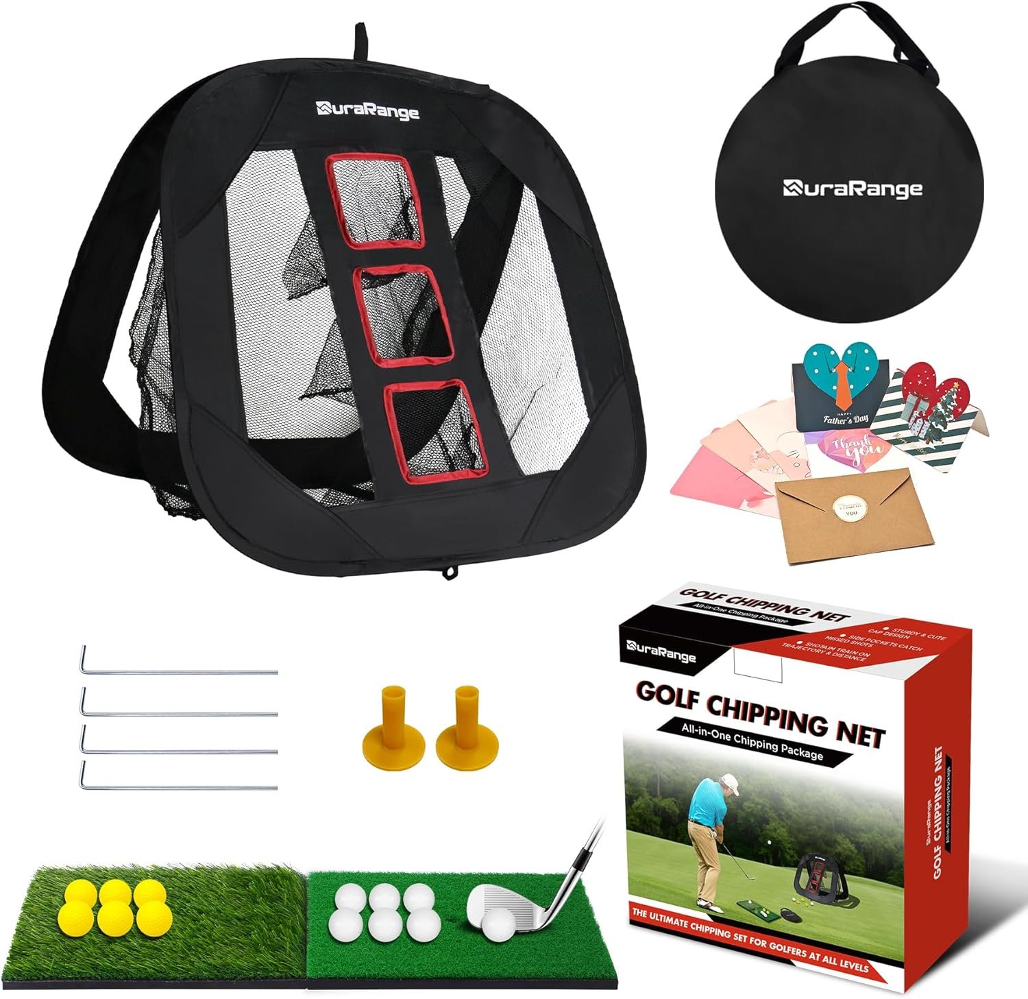 DURARANGE Pop-Up Golf Chipping Net – Ultimate Target Training Chip Aids for Precision & Distance, Outdoor | Indoor Practice, Golfer Gift