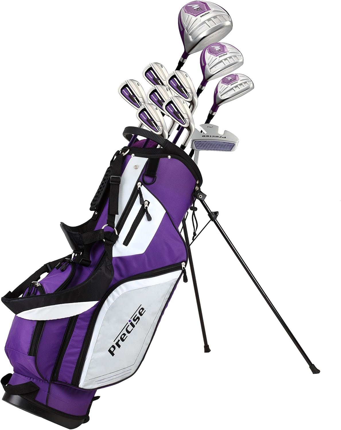 Precise M5 Ladies Complete Left & Right Handed Golf Club Set | Complete Regular & Petite Womens Golf Clubs Set | with 3 HC’s, Lightweight Shafts & Spacious Stand Bag w/Pockets & Dual Carrying Straps