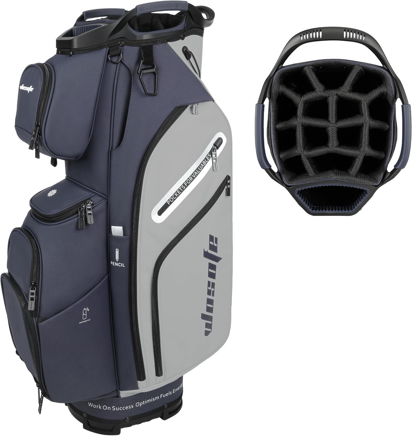 PU Leather Lightweight Men Women Blue White Black Green Golf Bag,Multiple 10 Pockets 14-Way Dividers Cooler Pouch Golf Cart Bag