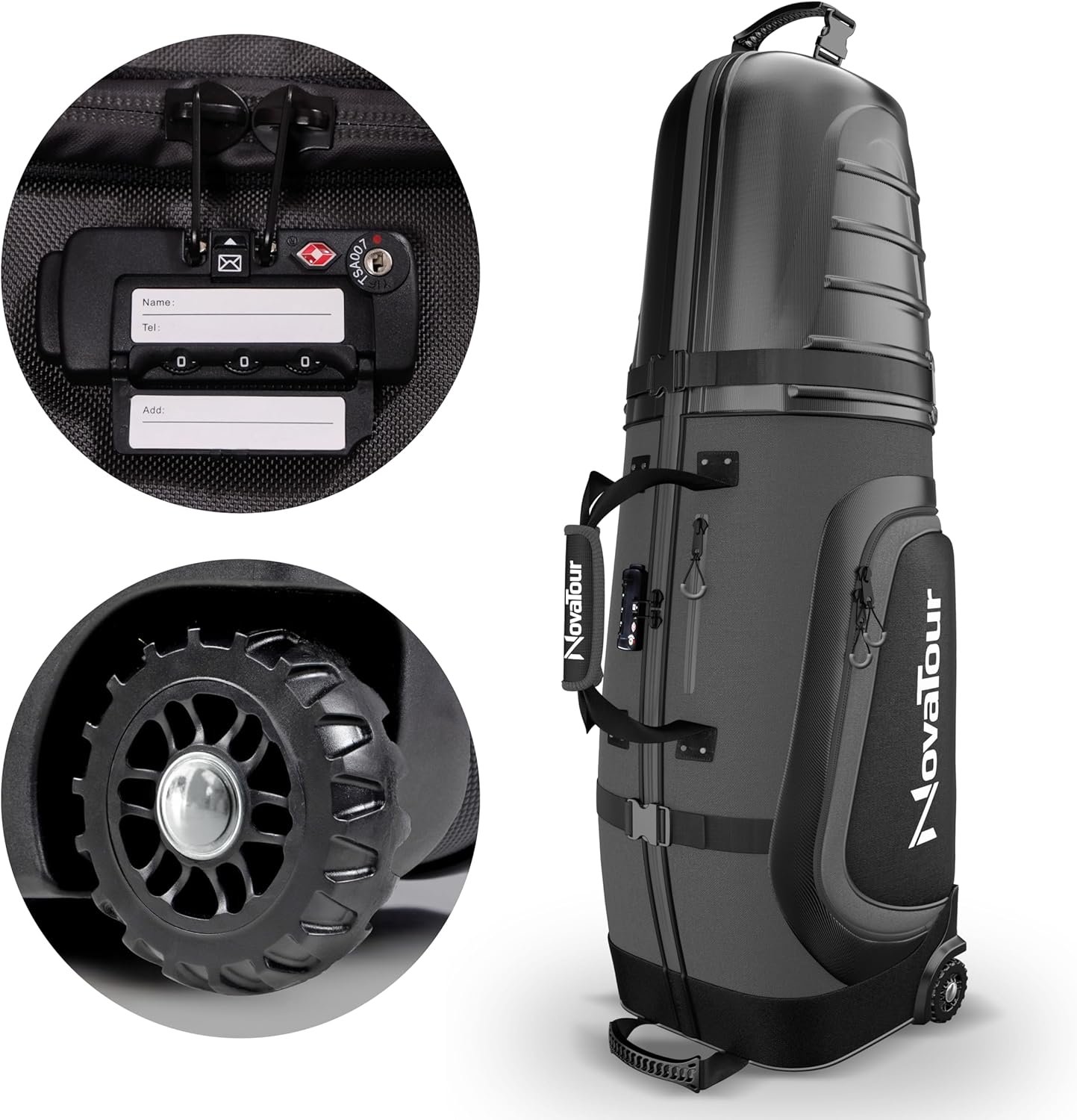 Golf Travel Bag for Airlines: Hard Case Top, Waterproof Zippers, 1680D Oxford Fabric, Built-in TSA Lock, Oversized Tank Wheels, Lightweight – Maximum Club Protection