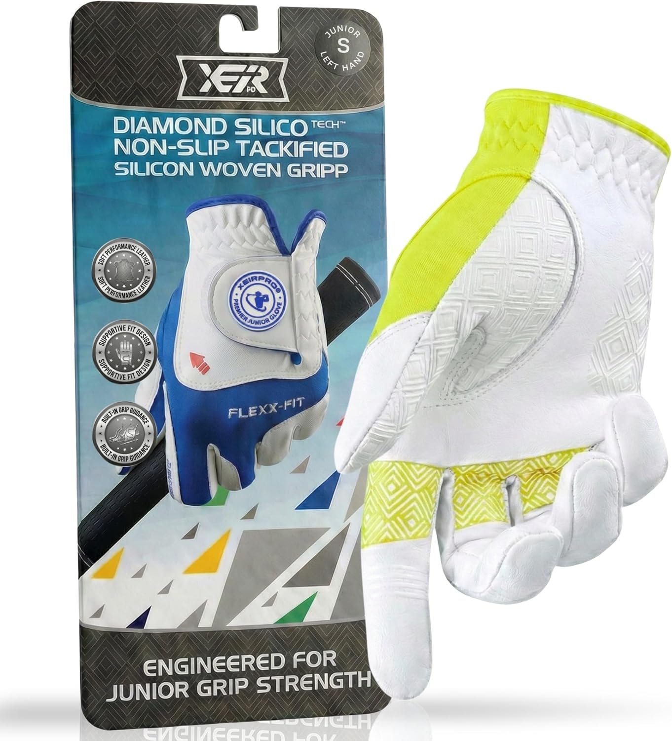 Junior Kids Golf Gloves Age 5-8 to Age 9-12 (Single Pack) | Toddler & Youth Golf Glove Left Hand and Right Hand Featuring Supportive Compression & Guided Grip Alignment Lining