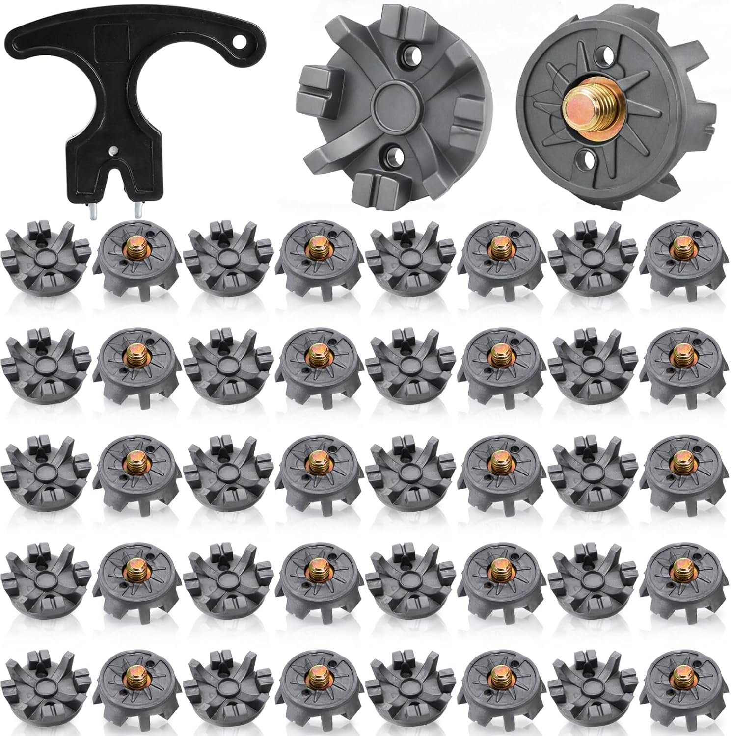 51 Piece Golf Spikes, Golf Cleats Replacement with Cleat Spanner, Metal Thread Screw 6 mm Soft Pins Stud for Lawn Cricket Shoes Players, Only for Threaded System
