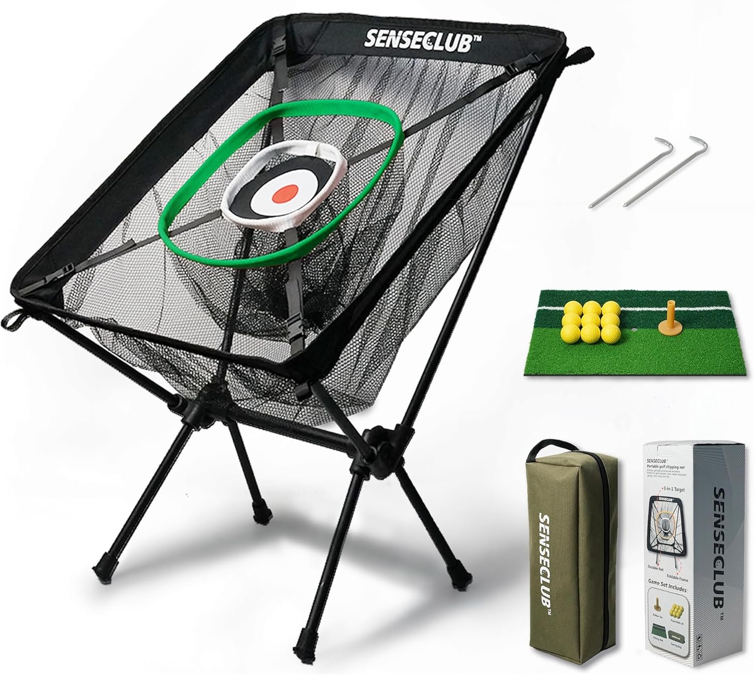 SENSECLUB Foldable Chipping Net & Floating Green, Indoor Golf Practice Chipping Target, Backyard Golf Game & Gifts
