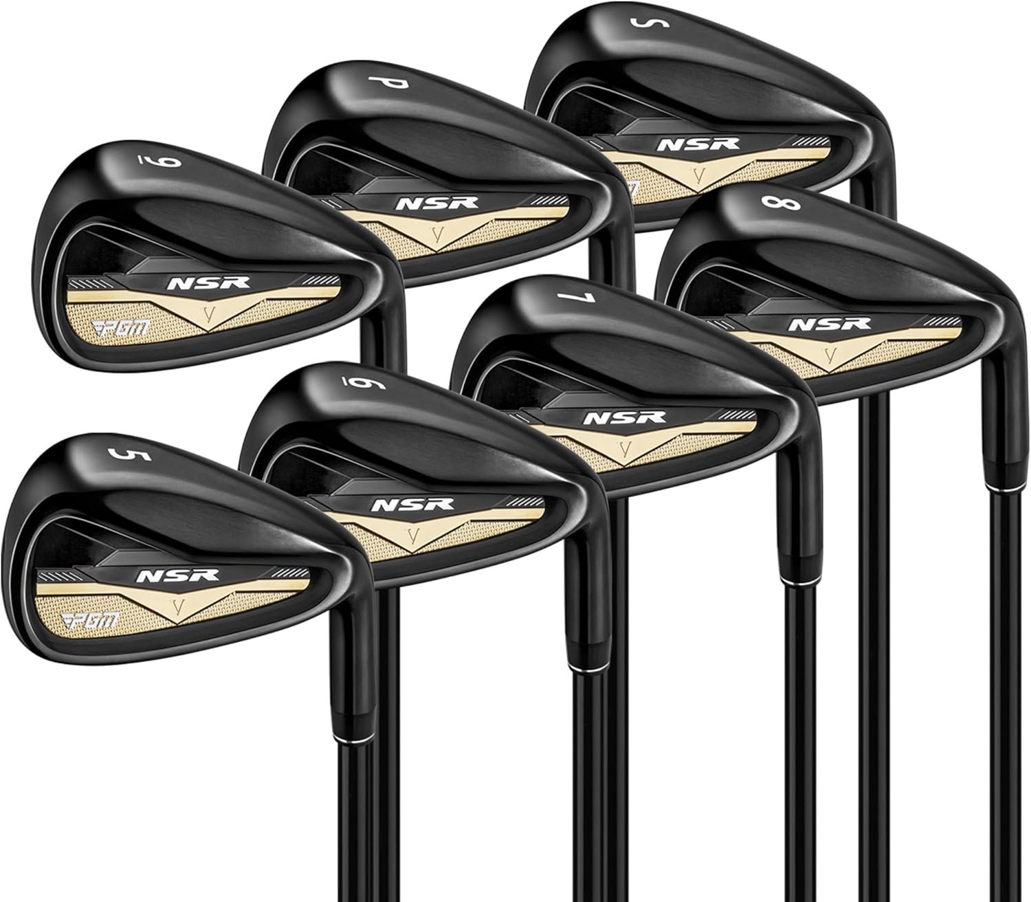 PGM NSR V Men’s Golf Iron Set 5-9 PW SW Right Handed,431 Stainless Steel Casting Irons with Graphite Shafts,Low CG Undercut Design,Thin Face for Higher Ball Speed,Vibration Reduction Golf Irons