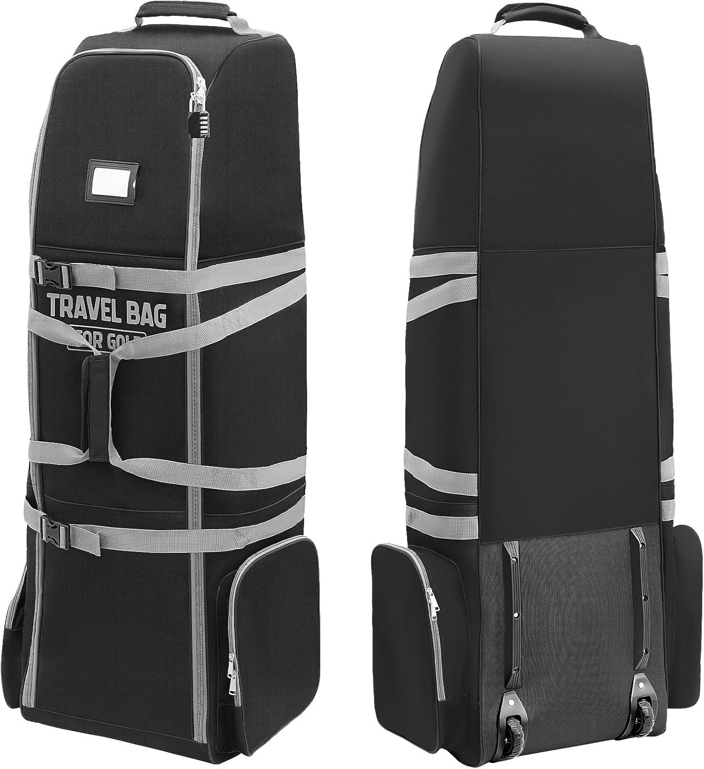 CLUBRALLY Golf Travel Bag with Wheels Fits Standard Size Golf Bags,Heavy Duty 600D Oxford Soft-Sided Golf Club Travel Cover, Universal Padded Case for Airline Travel