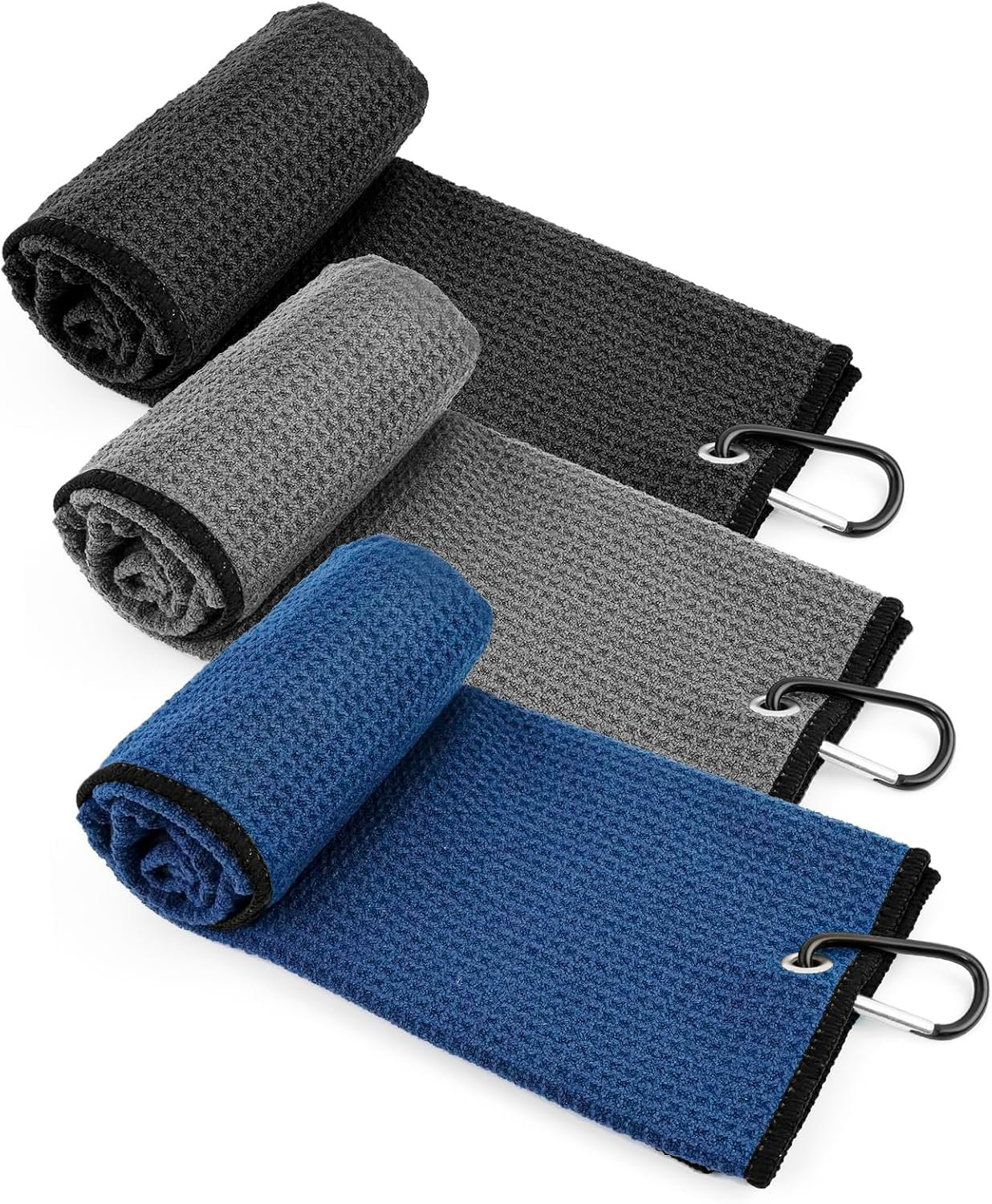 3 Pack Large Golf Towel for Men Women Golf Bags,16X24 inch Microfiber Waffle Golf Club Cleaning Towels Rag(L)