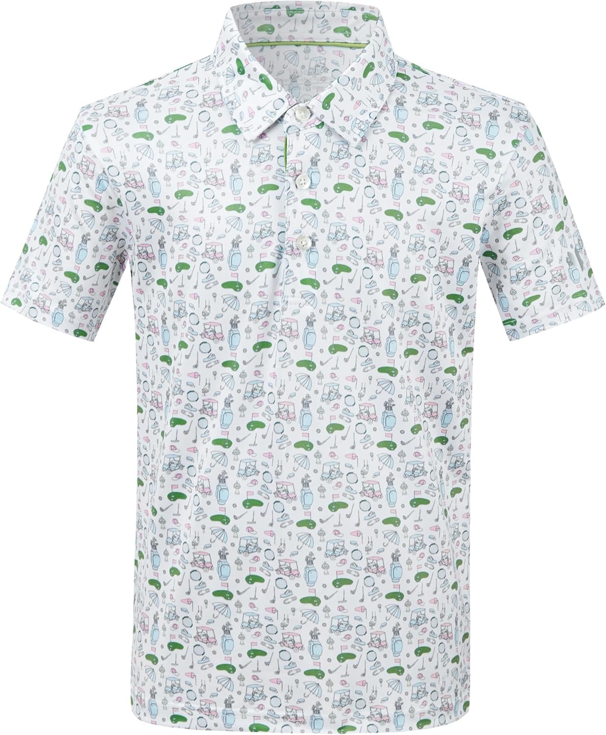 Boys Polo Shirt Short Sleeve Performance Dry Fit Stretch Funny Print Active Casual Collared Golf Shirts for Boy