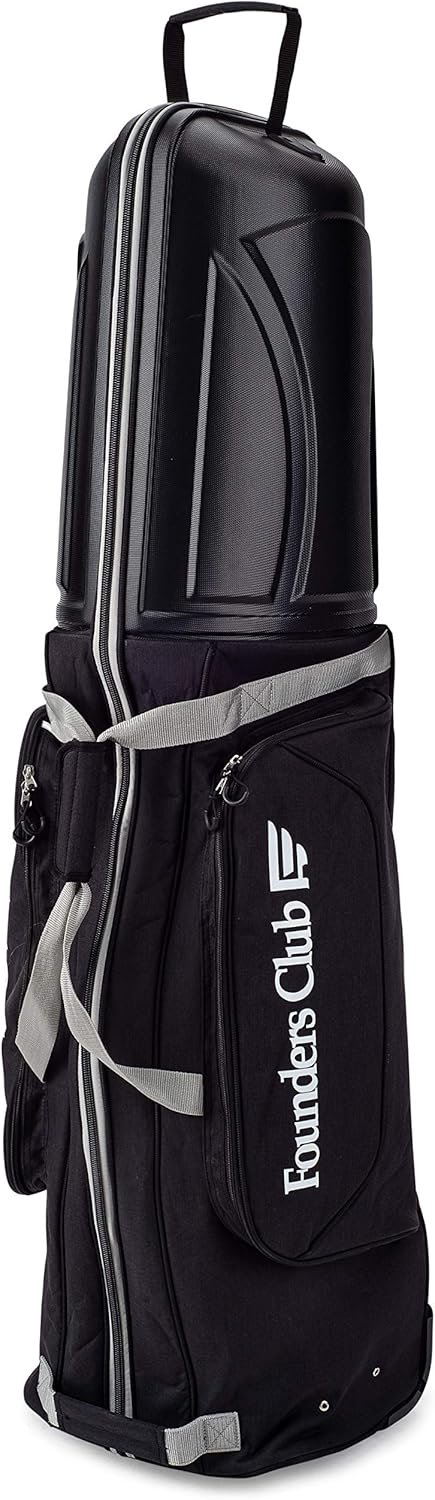Founders Club Golf Travel Bag with Wheels – Lightweight Travel Cover & Case for Airlines – Club Protection with ABS Hard Top & Standup Pole Stiffening System