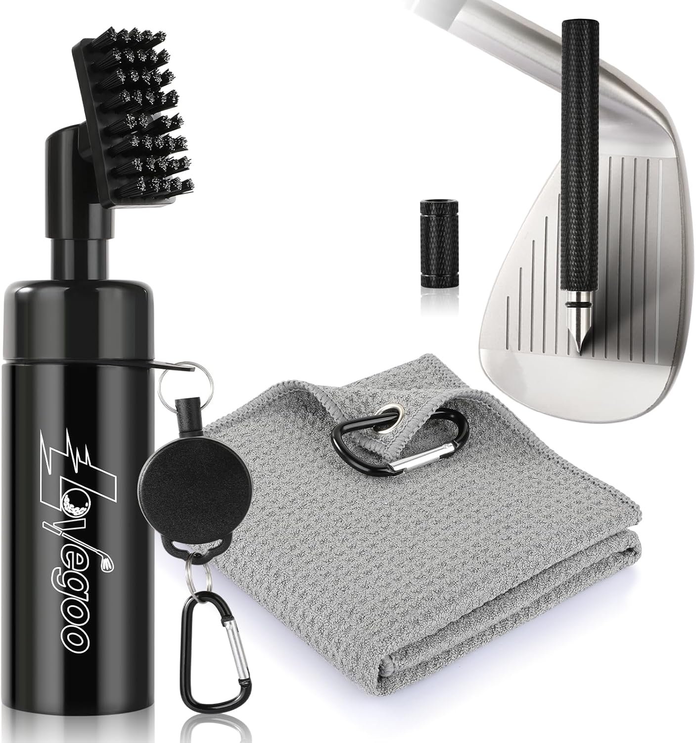 Golf Club Cleaner 3-in-1 Golf Club Cleaning Kit Includes Golf Club Brush wtih 5 oz Water Groove Sharpener Tool and Golf Towel – Essential Golf Accessories & Gifts for Golfers