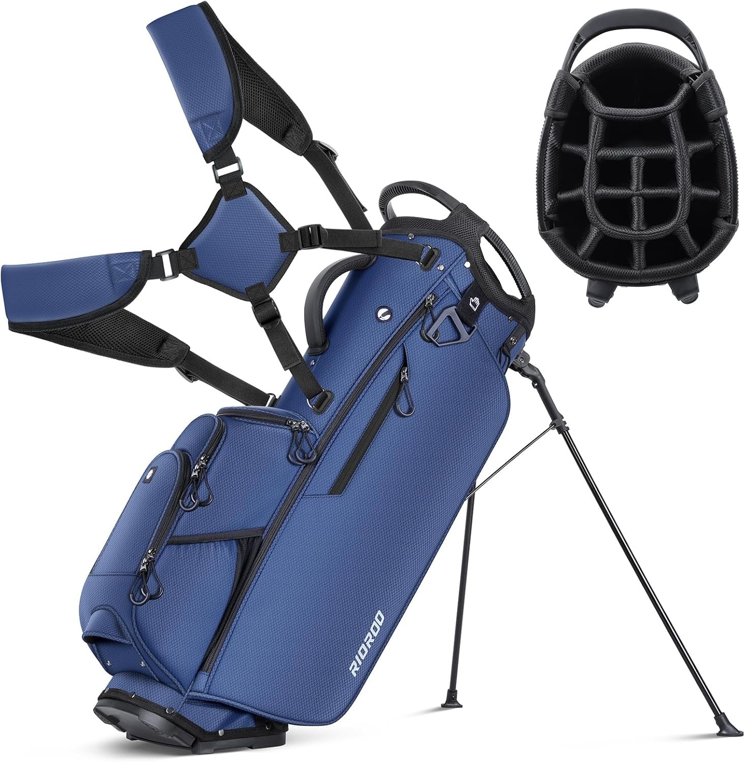 14 Way Golf Stand Bag, Men Women Lightweight Golf Bag with Individual Full-Length Dividers, 9 Tactical Pockets, Cooler Pocket, Rain Cover Ergonomic Dual Strap for Easy Carry