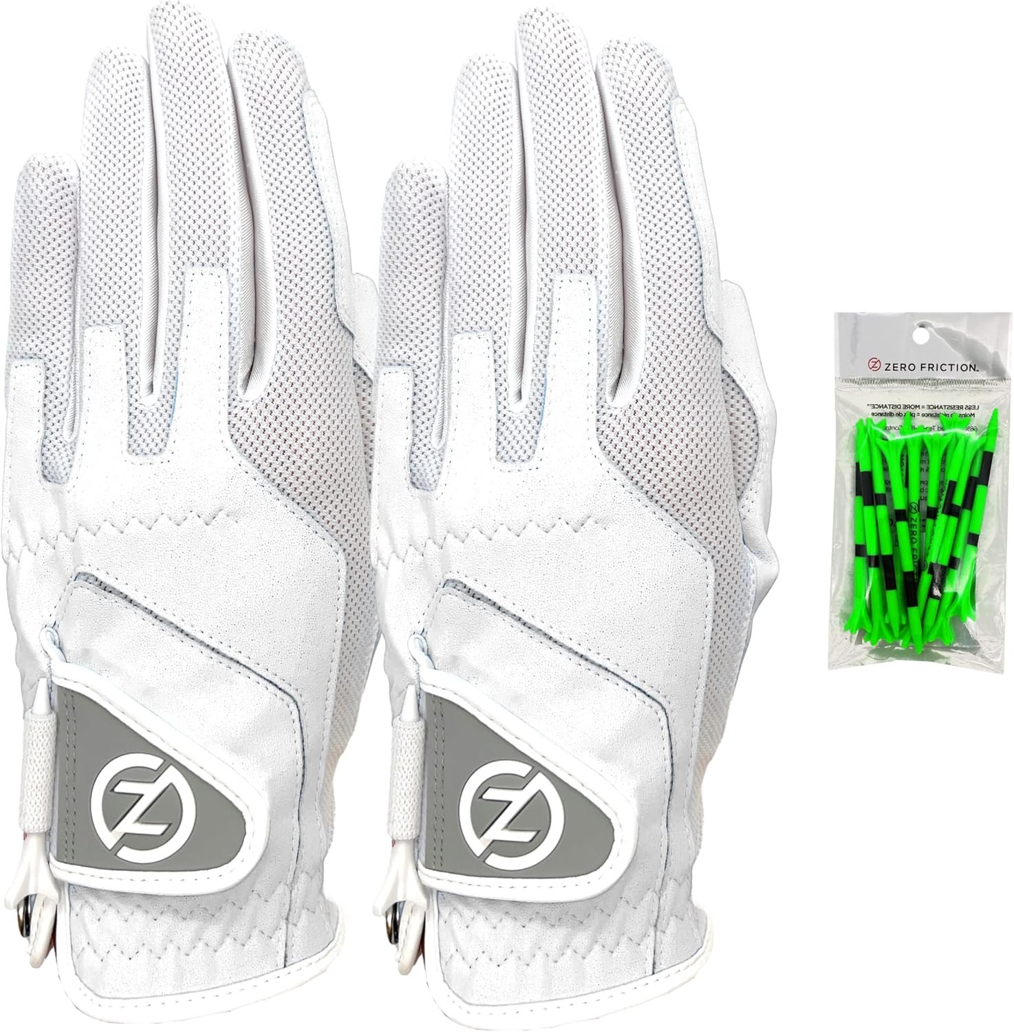 Zero Friction Ladies Compression-Fit Synthetic Golf Glove 2 Pack, Includes free tee pack, Universal-Fit