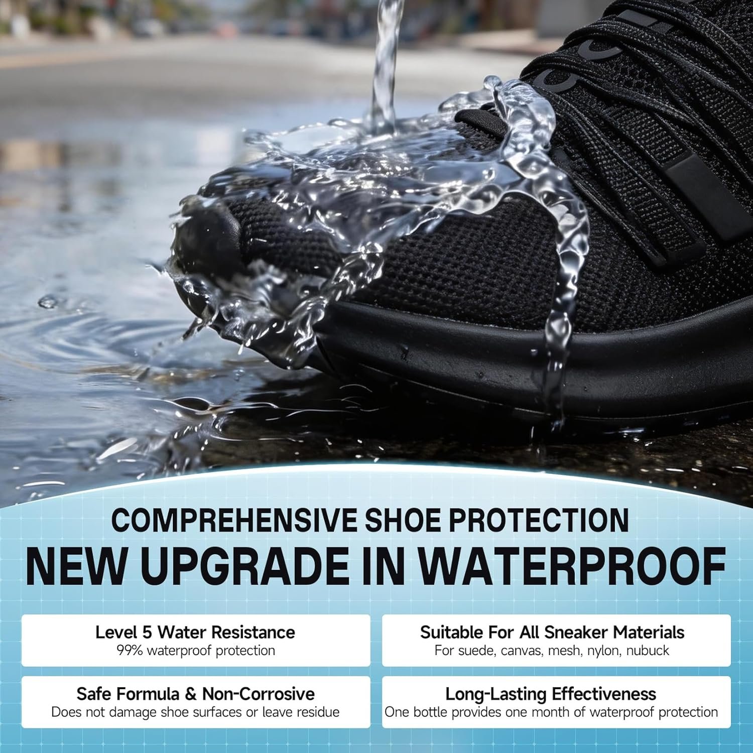 Shoe Protector Spray, Rain & Stain Waterproof, Nano Protection for Sneaker, Suede, Leather, Canvas, Nubuck