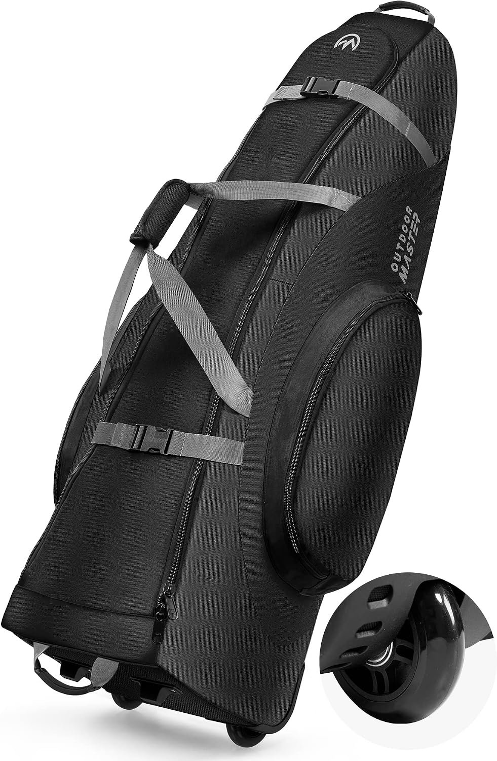 OutdoorMaster Padded Golf Travel Bag with Reinforced Wheels, 900D Heavy Duty Oxford Wear-Resistant and Waterproof Golf Travel Case, Soft-Sided Golf Club Bag, Shoes and Accessories Compartment