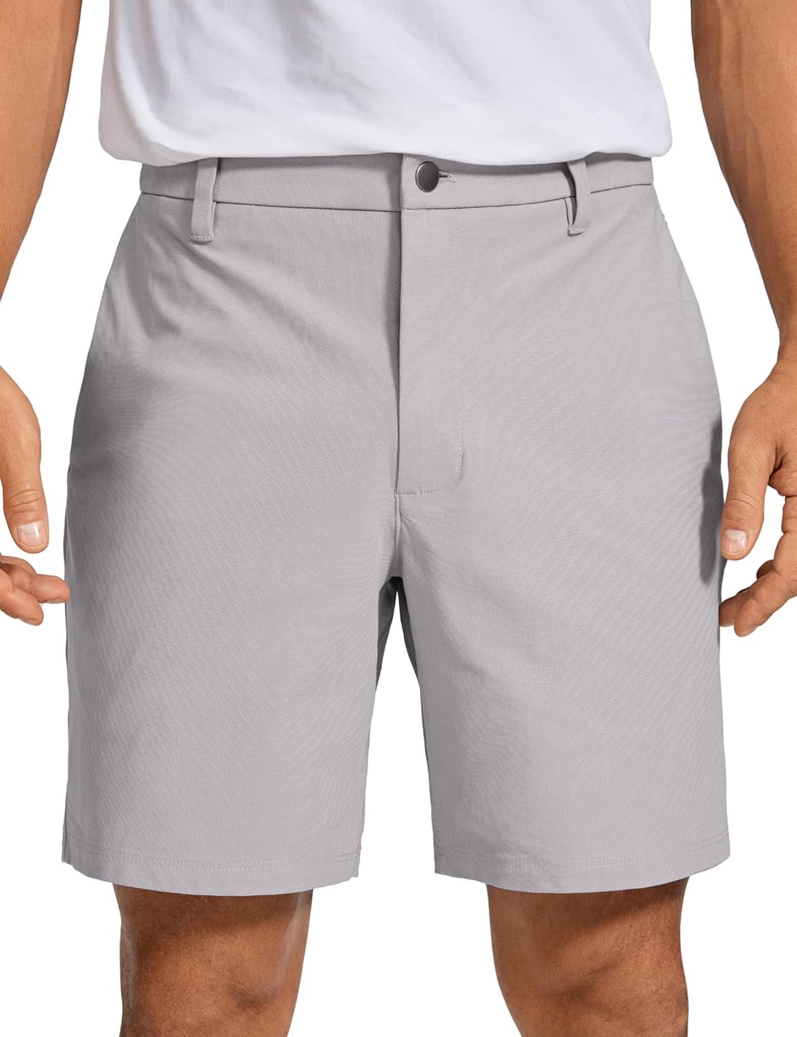 CRZ YOGA Men’s All Day Comfy Golf Shorts – 7″/9″ Stretch Lightweight Flat Front for Casual Work with Pockets