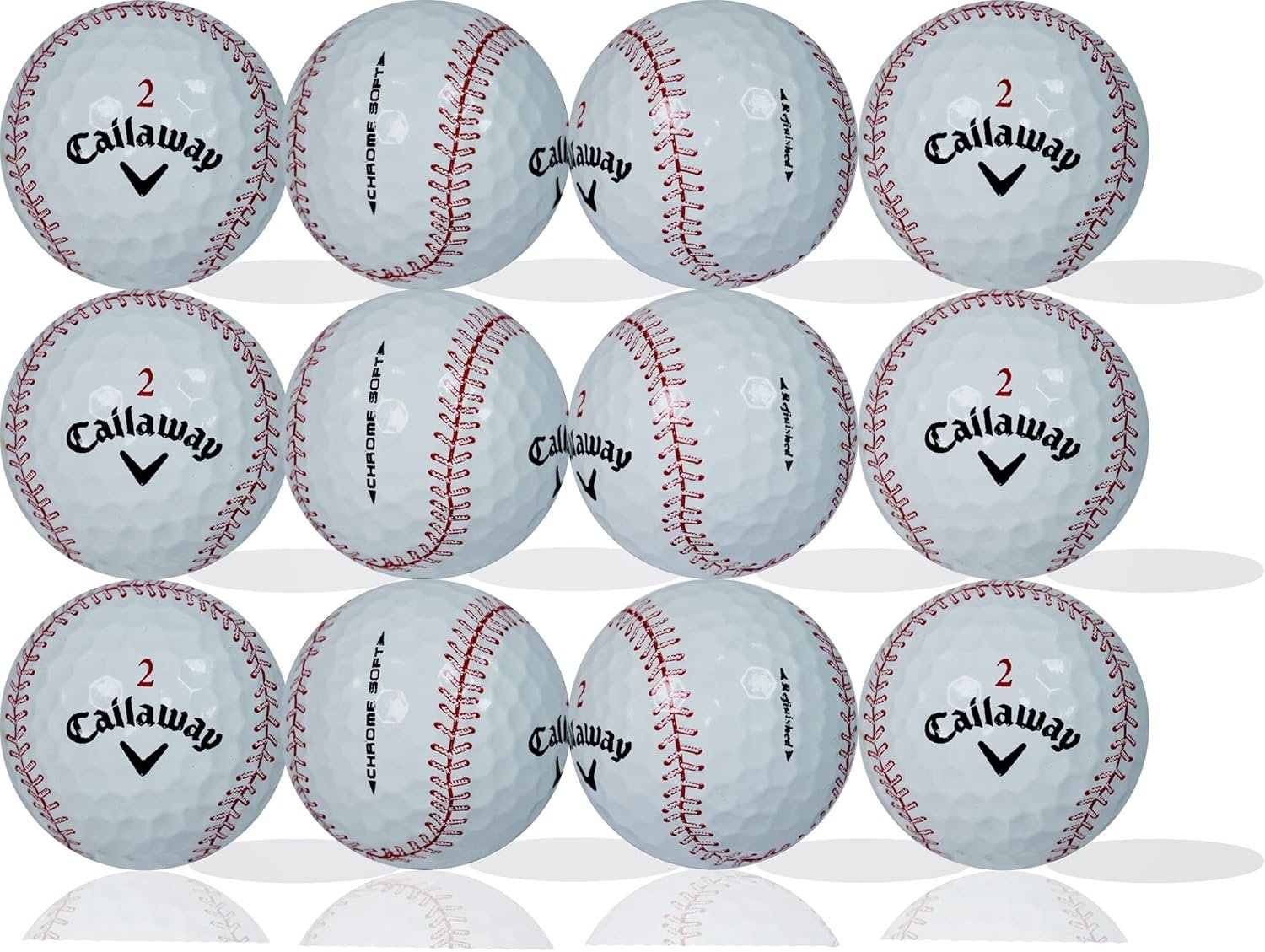 GBM Certified Refinished Baseball Golf Balls – for Callaway Chrome Soft Golf Balls, Par-FECT for Any Golf Outing, 12-Pack