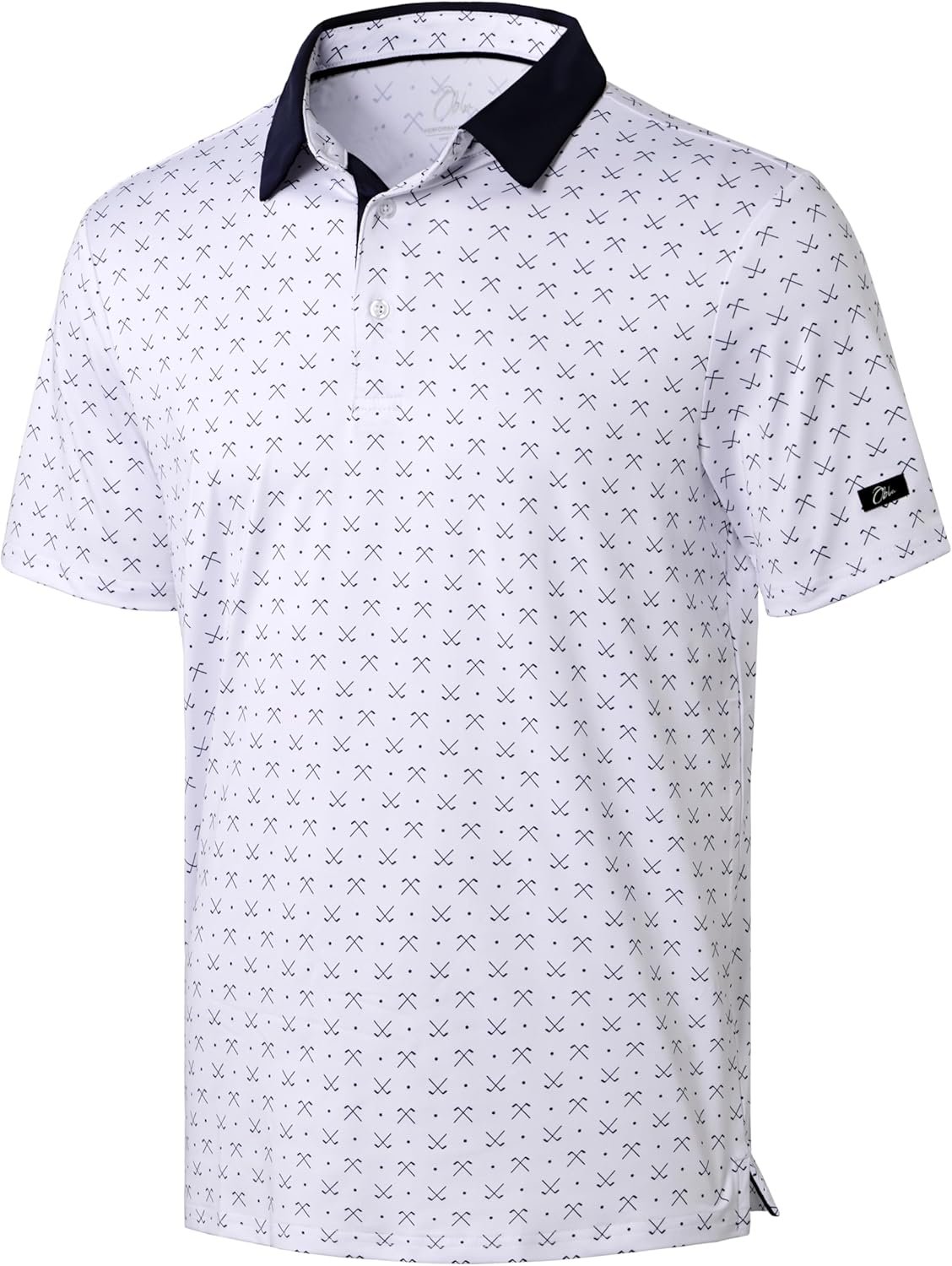 Obla Mens Golf Polo Shirts Short Sleeve Dry Fit Performance Moisture Wicking Casual Print Collared Golf Shirts for Men