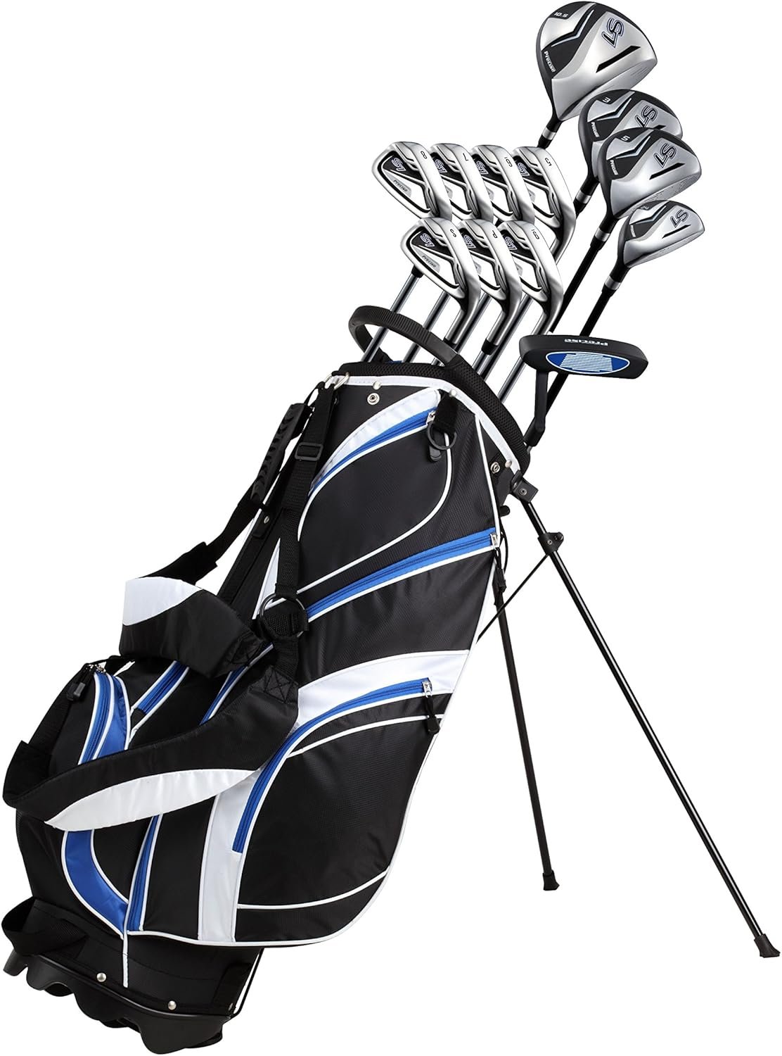 Precise S7 Men’s Complete Right Handed Golf Club Set | Complete Regular & Tall Mens Golf Clubs Set | with 4 HC’s, Lightweight Shafts & Spacious Stand Bag w/Storage Pockets & Dual Straps for Carrying