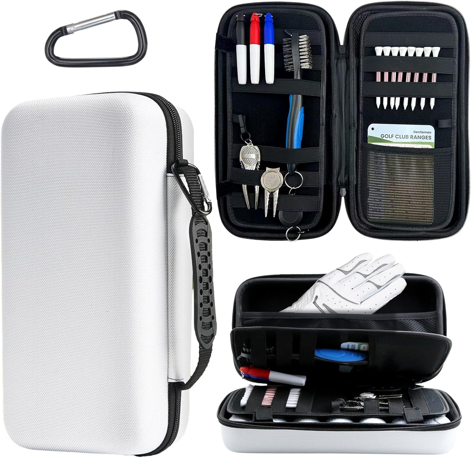 Golf Glove Holder Case, Hard Shell Protective Golf Accessories Organizer for Men and Women, Waterproof Durable, Portable with Handle, Large Capacity for Gloves, Balls, Tees, Markers, Ideal Golf Gift