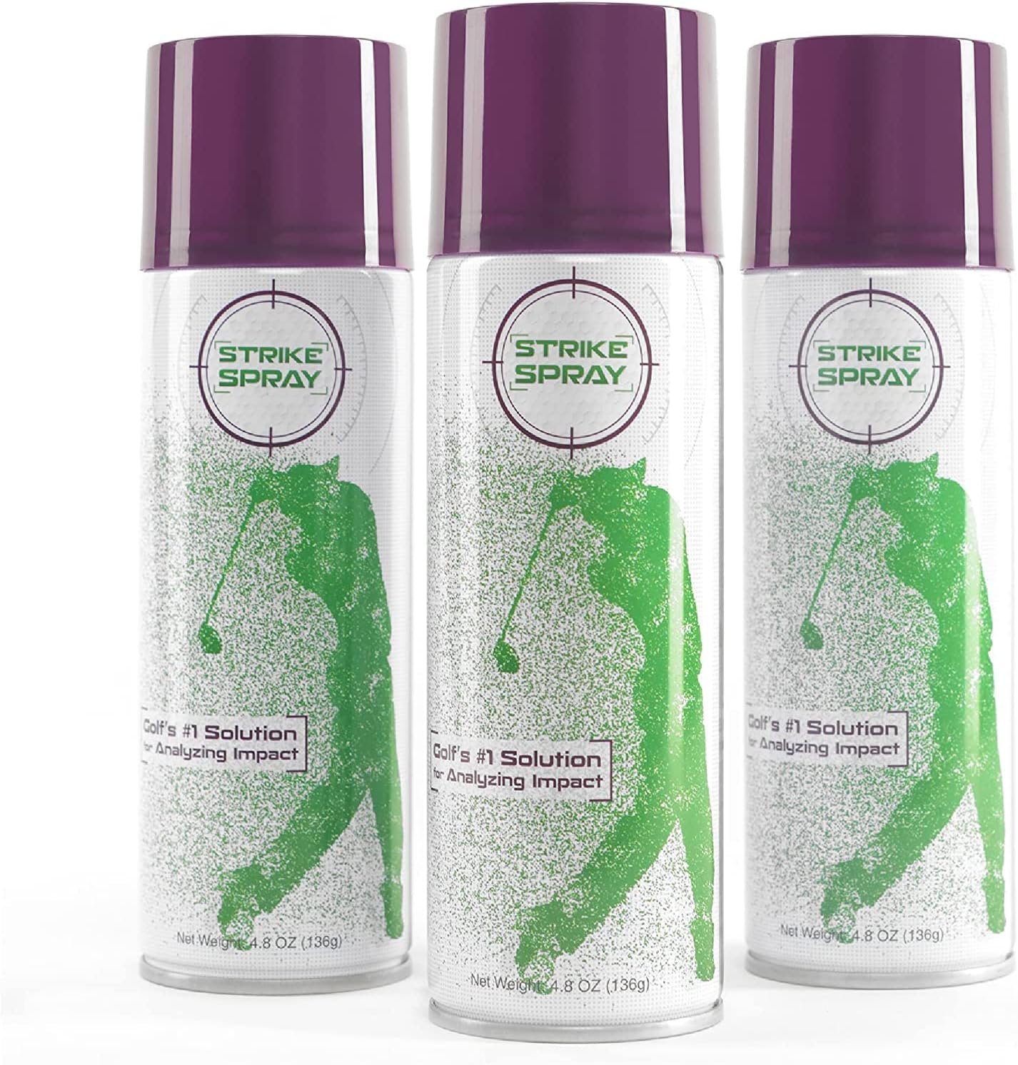 Golf Club Impact Spray – 3 Pack – Swing Impact Golf Training Aid, Golf’s #1 Impact Spray for Club Face, Dries Quickly, Comes Off Easy, Instant Shot Feedback on Club Face