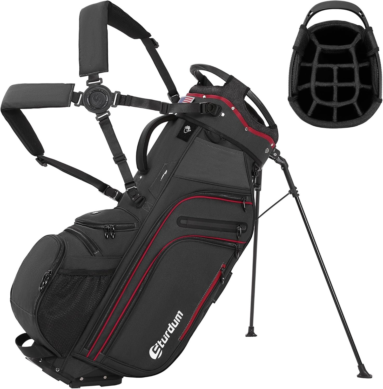 14 Way Golf Stand Bag, Tour-Grade 900D Oxford Golf Bags with Stand for Men Women, 12 Pockets, Reinforced Base, Full Length Dividers, Lightweight Club Carry Bag