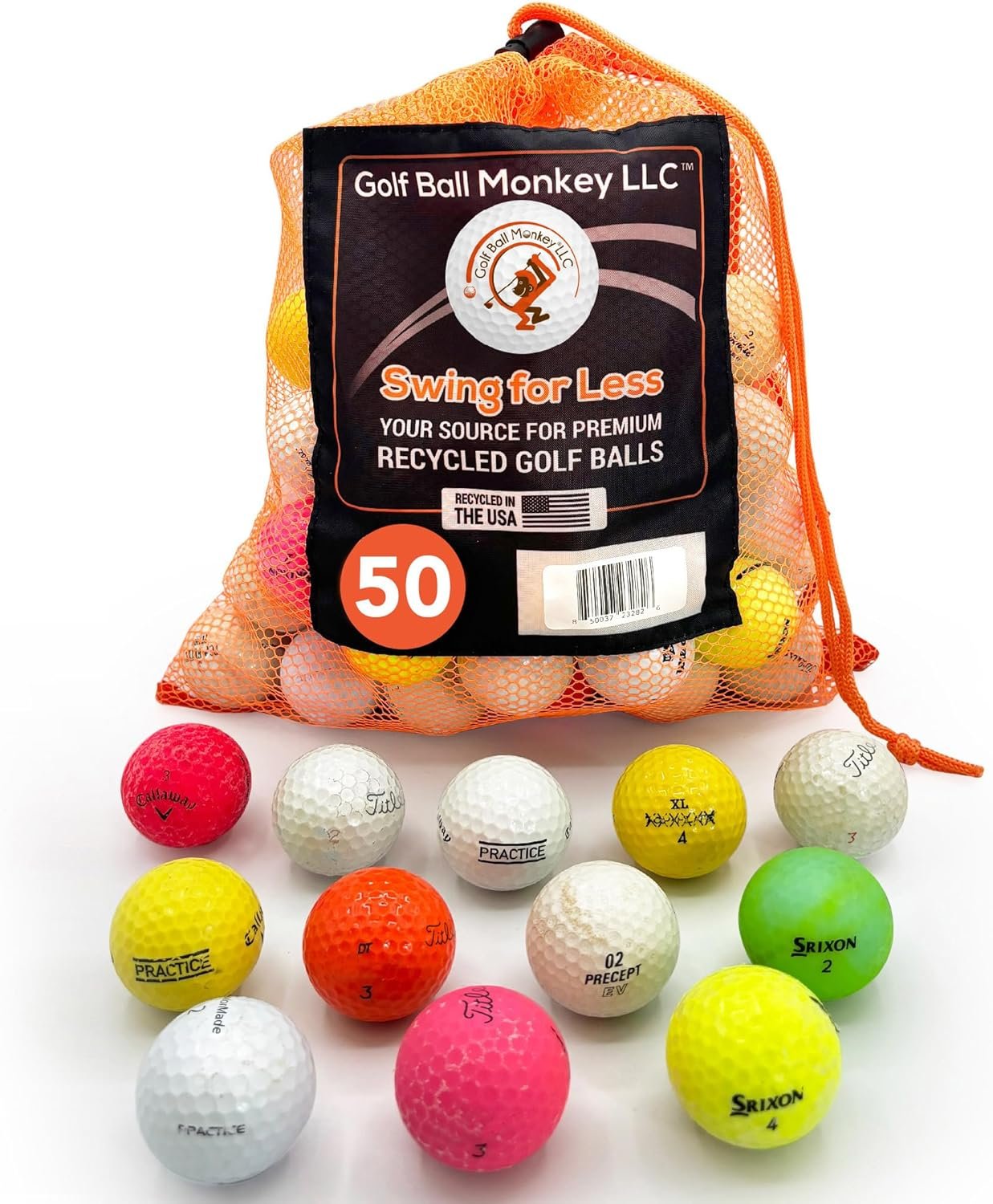 Golf Ball Monkey Hit Away Used Golf Balls Bulk with Mesh Bag – Used Range Balls & Shag Practice Golf Balls – Cheap Bulk Golf Balls Used for Backyard & Driving Range Golf Balls for Training