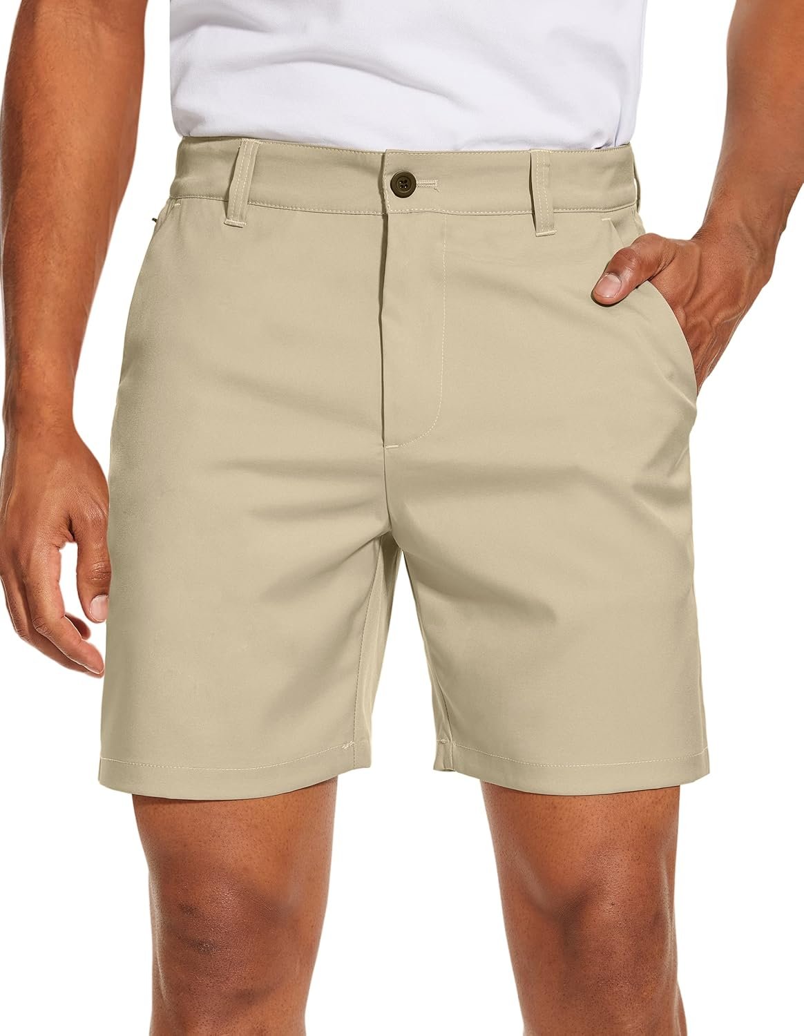 PULI Men’s Golf Dress Shorts Flat Front Hybrid 7 Inch Lightweight Quick Dry Chino Casual with Pockets