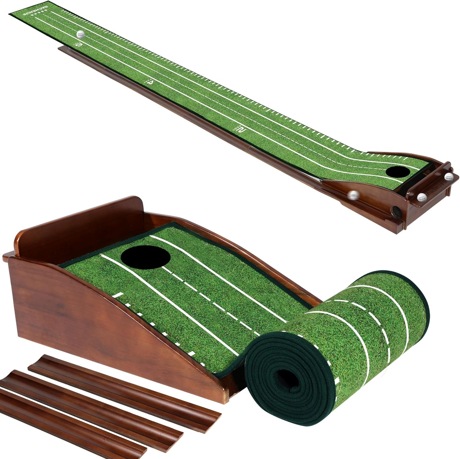 Dachenus Putting Green Indoor Mat Outdoor Golf Putting Mat with Automatic Ball Return – Ideal for Home, Office, and Outdoor Use