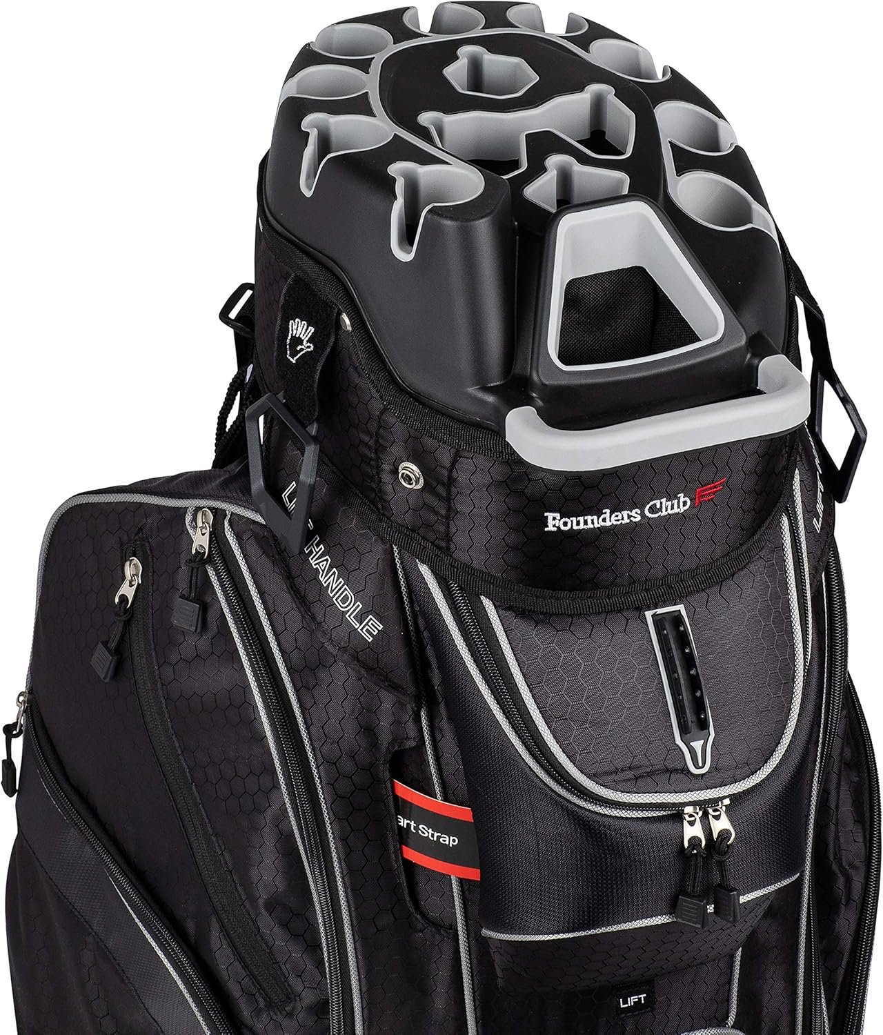 Founders Club 3rd Generation Club Lock Organizer Golf Cart Bag with 14 Way Anti Rattle Divider Top- Free Snap On Rain Hood-Full Length Dividers
