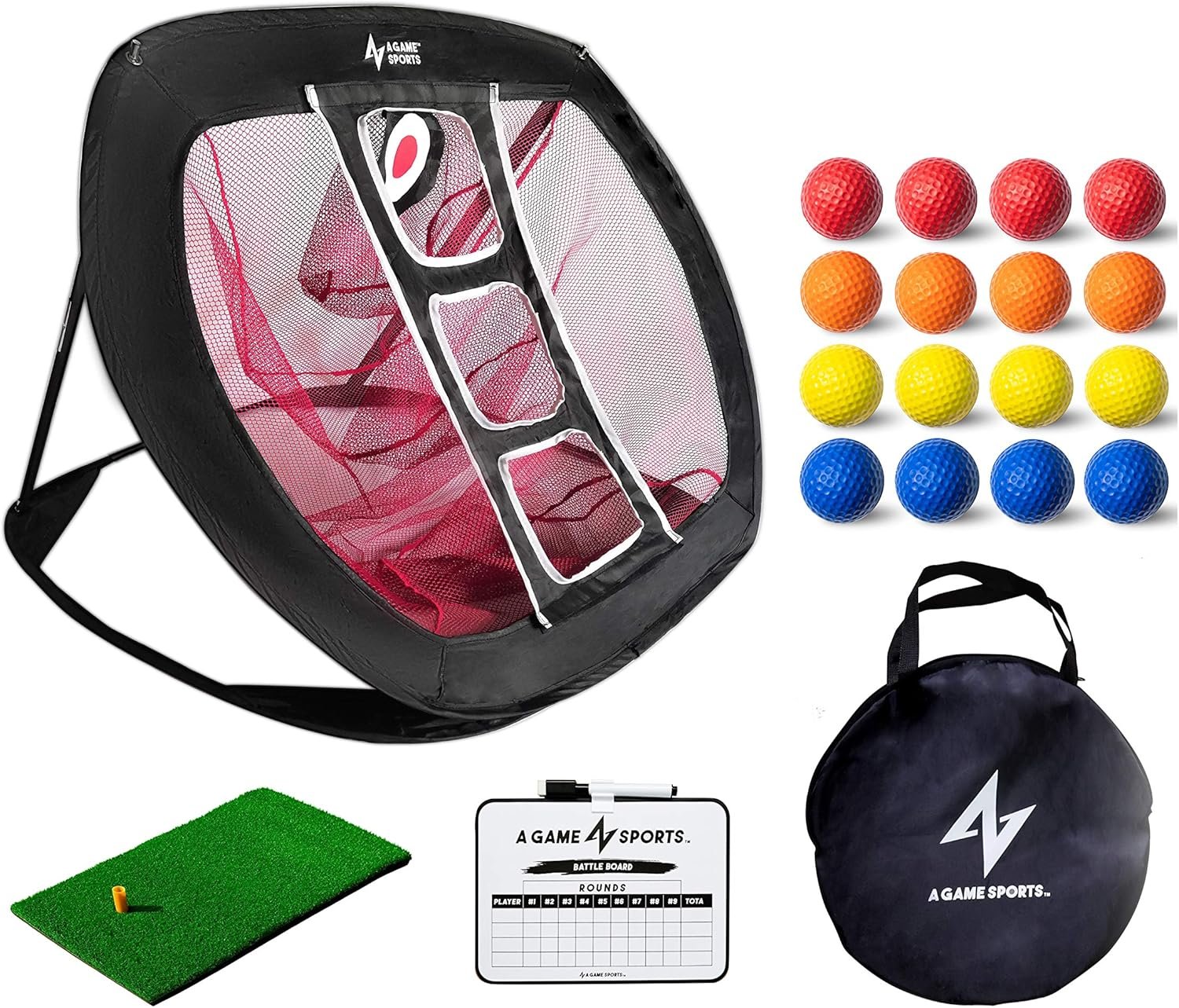 Golf Chipping Net with Mat – Practice Net for Backyard & Indoor/Outdoor Swing Training