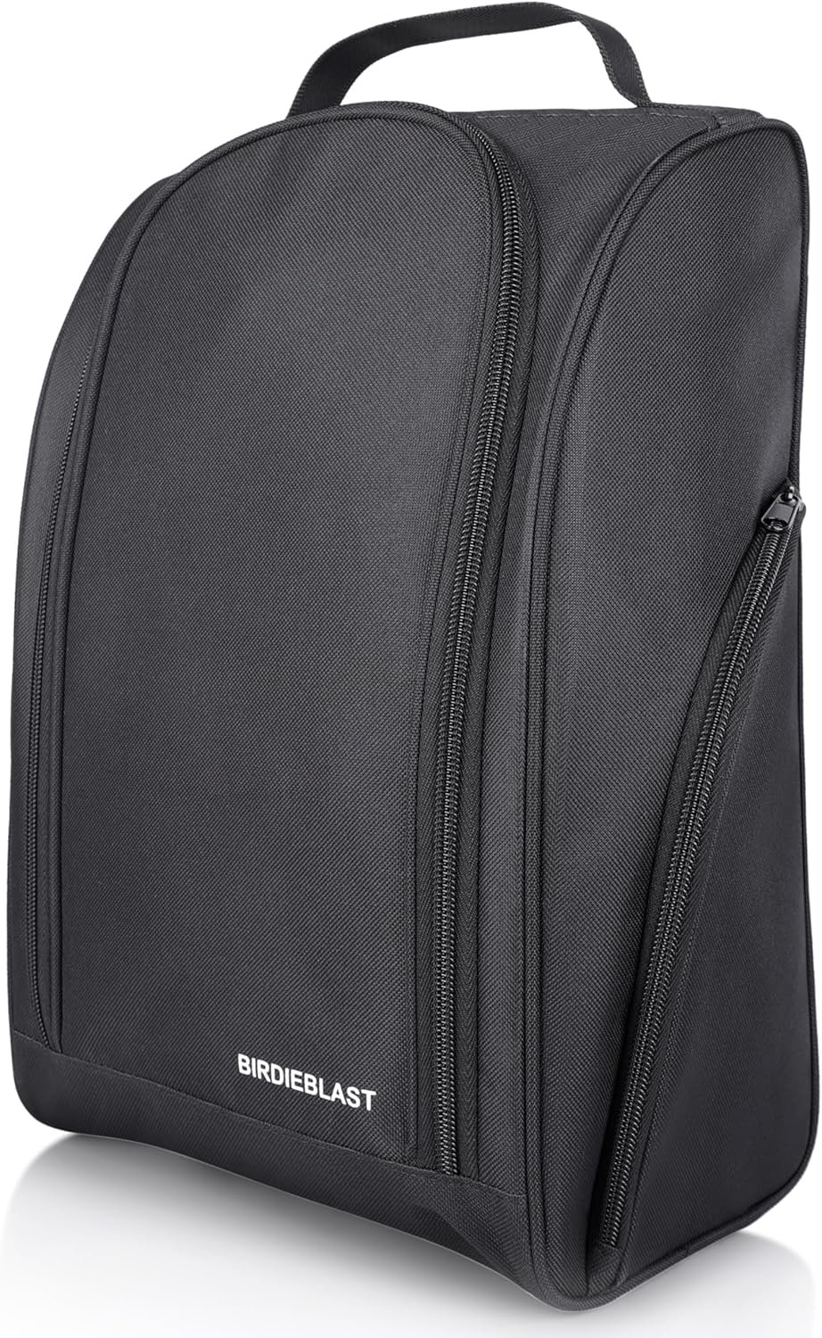 Golf Shoe Bag, Zipper Sports Shoe Strap Bag with Side Accessory Pocket for Storing Golf Accessories, Padded Golf Shoe Carry Bags with Clasped Strap Handle (Black)