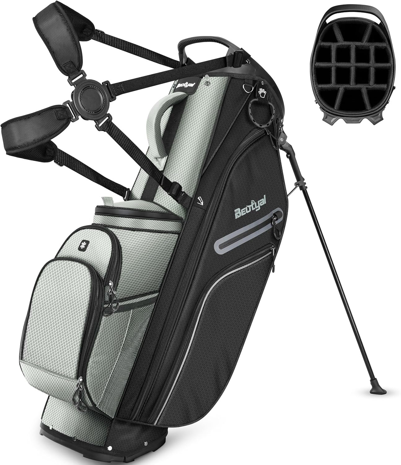 14 Way Full Length Dividers Golf Stand Bag, Lightweight Golf Bag with Stand for Men and Women Golf Club Carry Bag with Dual Strap & Rain Cover