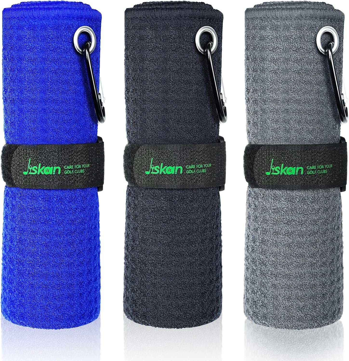 Jiskan Pro Golf Towel Microfiber Golf Towel for Golf Bags (16″ X 16″) with Hook, Loop Fastener and Gift Box, Essentials Golf Accessories for Men, Golf Gifts for Men/Women