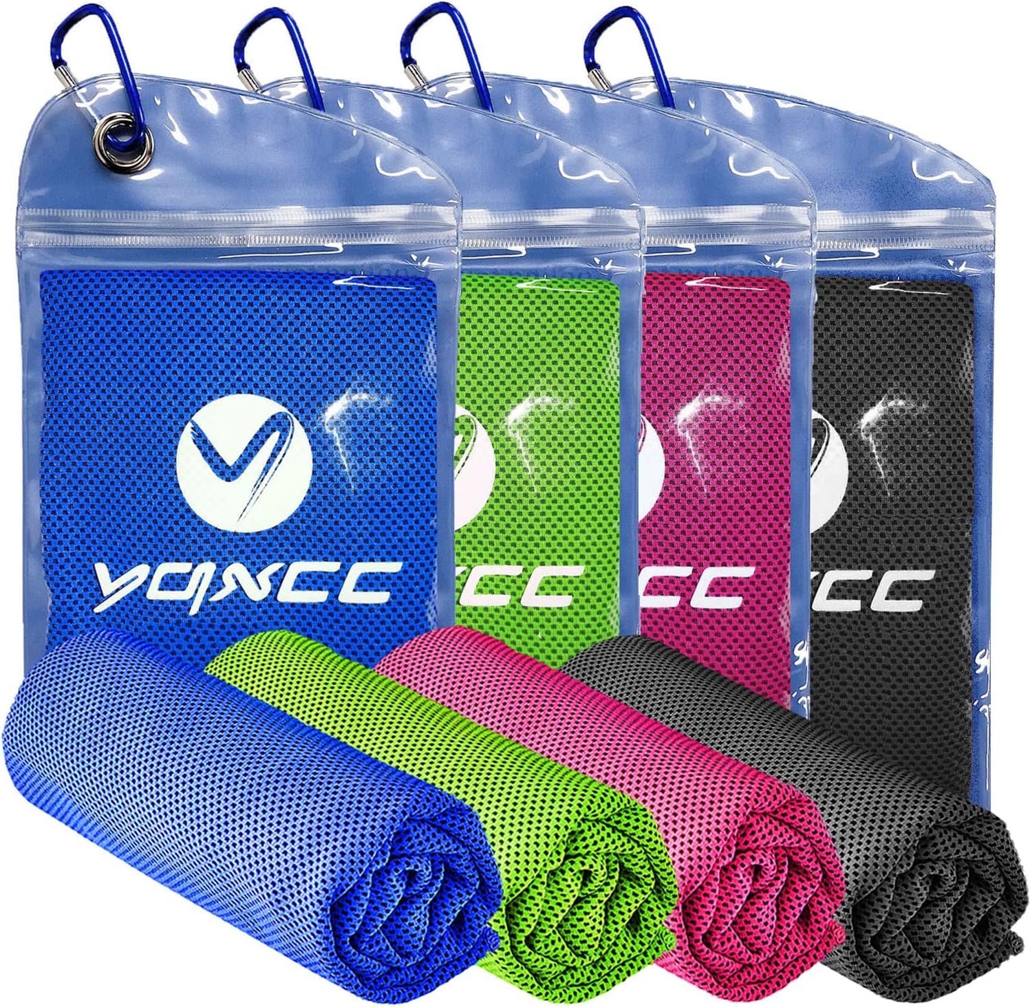 YQXCC Cooling Towels | 4 Pack 47″x12″ | Ice Cool for Neck | Microfiber Soft Breathable Chilly | for Yoga, Sports, Golf, Gym, Camping, Running, Fitness, Workout & More Activities