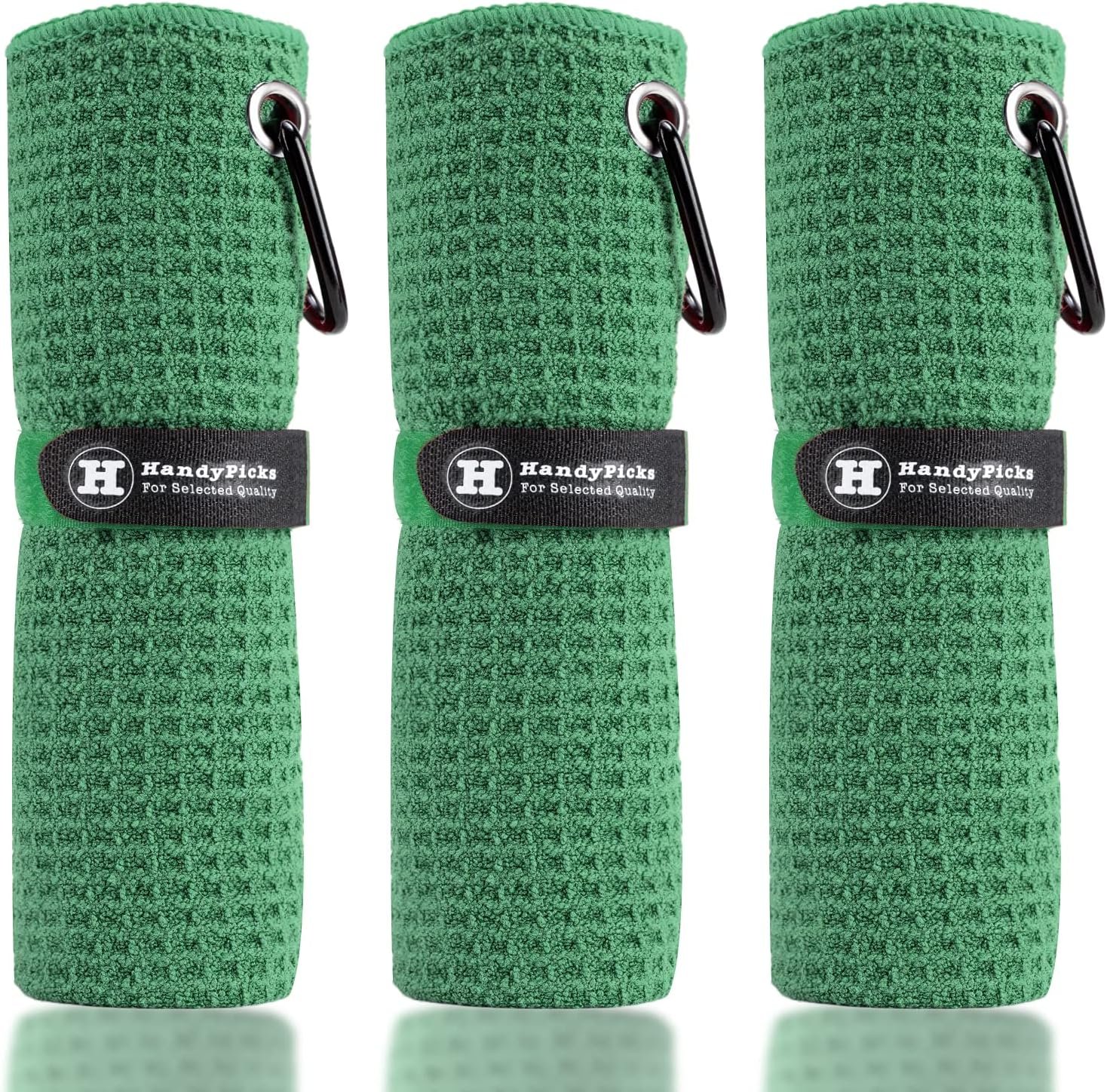 Handy Picks Microfiber Golf Towel (16″ X 16″) with Carabiner Clip, Waffle Pattern Golf Towel Hook and Loop Fastener – The Convenient Golf Cleaning Towel