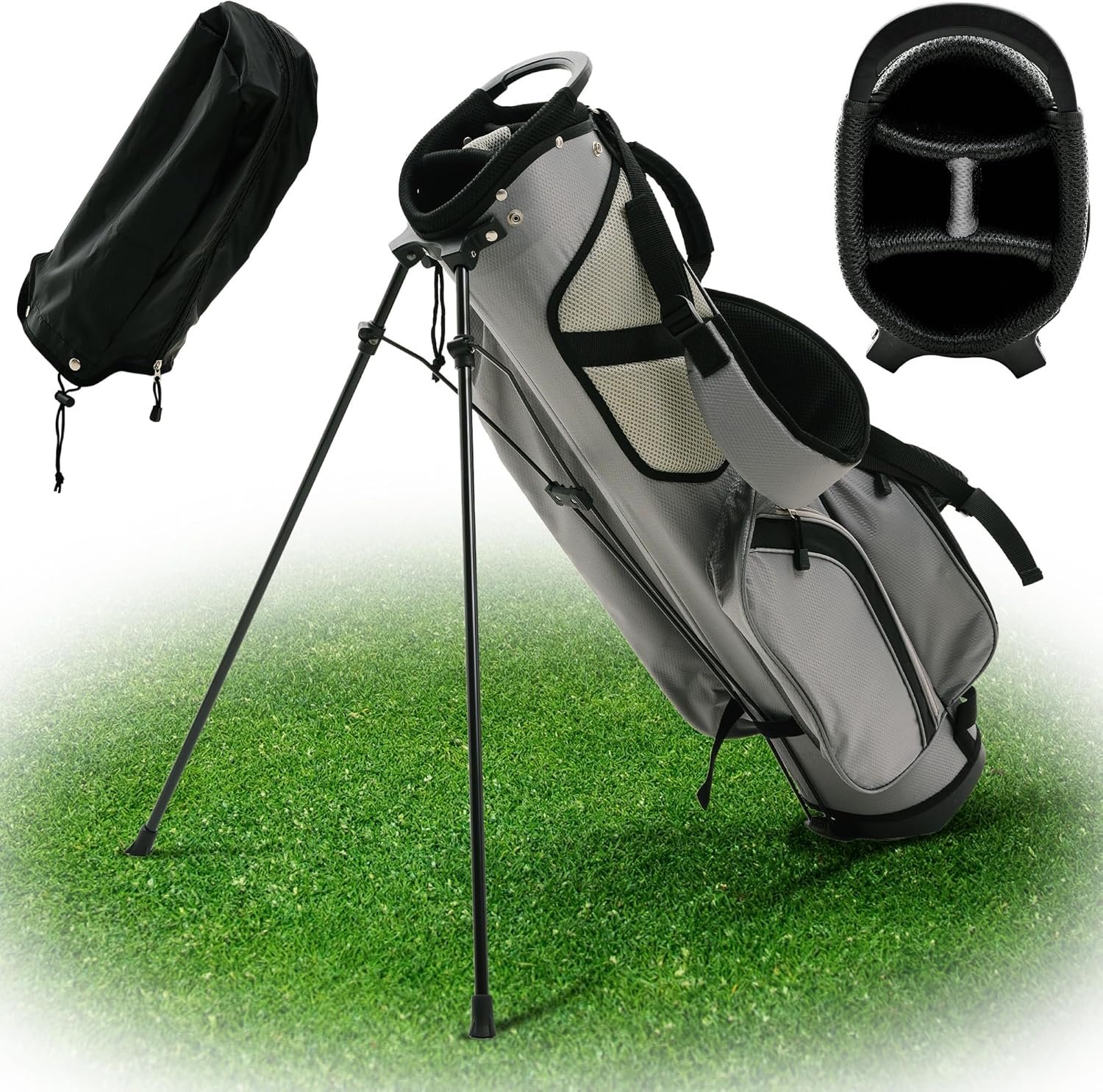 Ultra-Lite Golf Stand Bag – 3 Lbs, 4 Way Divider Portable Golf Club Carry Bag, Water-Repellent Golf Travel Case with Rain Hood, Golf Gifts for Men and Women