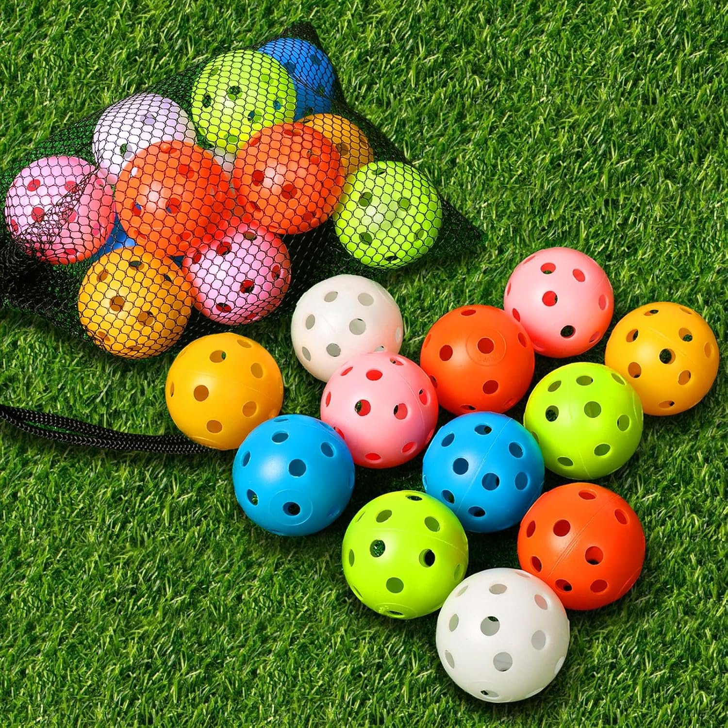 THIODOON Practice Golf Training Balls Limited Flight 40mm Hollow Plastic Colored Airflow Golf Balls