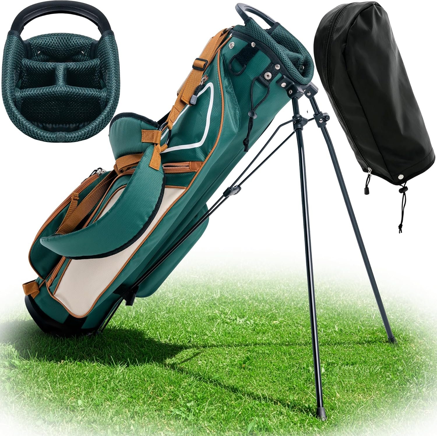 Ultra-Lite Golf Stand Bag – 3 Lbs, 4 Way Divider Portable Golf Club Carry Bag, Water-Repellent Golf Travel Case with Rain Hood, Golf Gifts for Men and Women