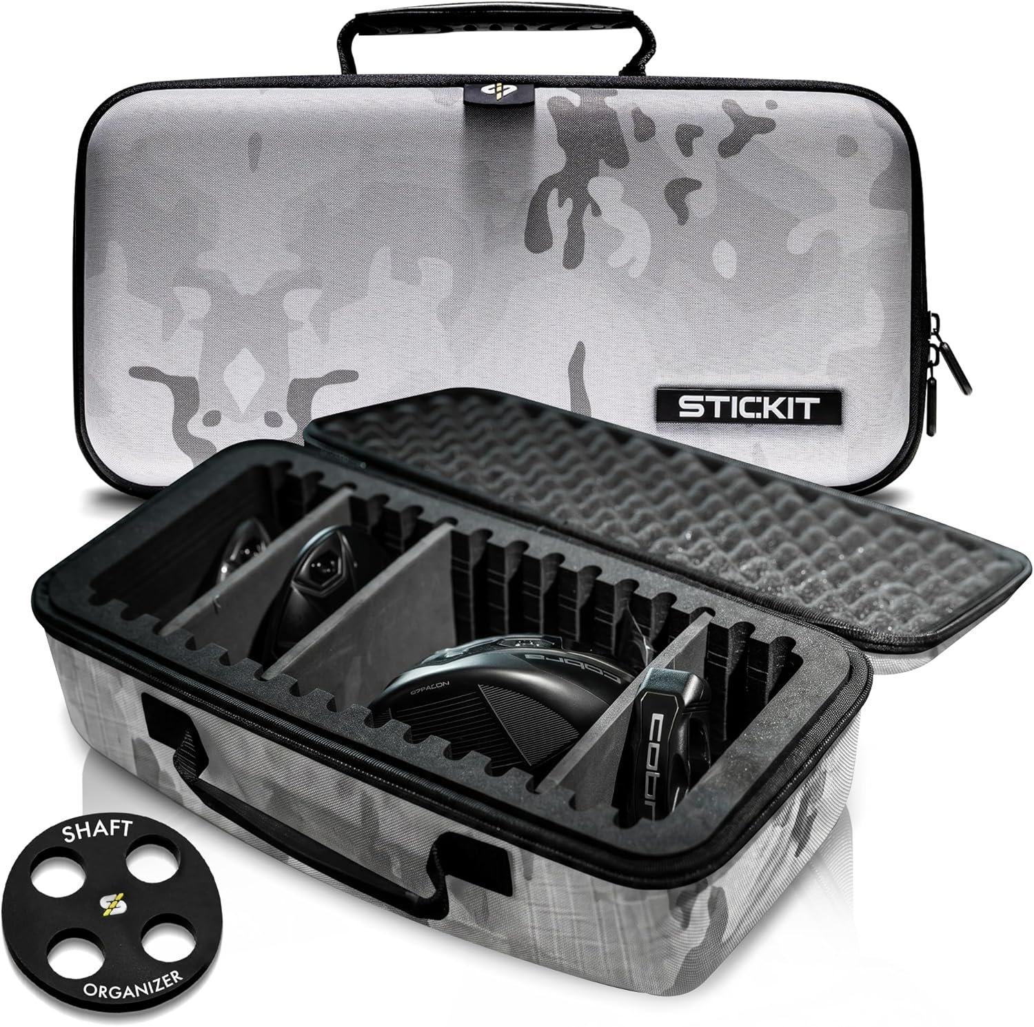 STICKIT Club Traveler – Golf Travel Bag for Airlines – ABS Hard Shell Case with 1680D Waterproof Nylon – Lightweight Golf Travel Case – Protects Clubs from Crushing, Drops, Water Damage, & Scratches