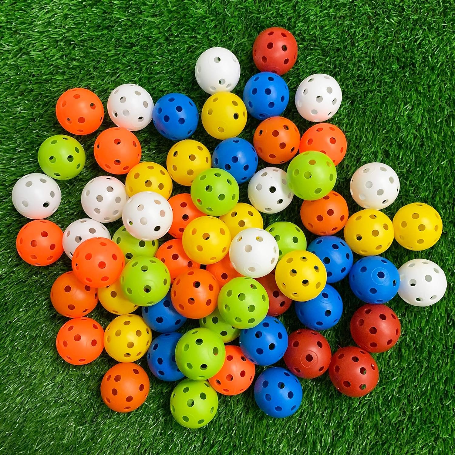 Crestgolf 50pcs Plastic Golf Training Balls – Airflow Hollow 40mm Golf Balls for Driving Range, Swing Practice, Home Use,Pet Play. …
