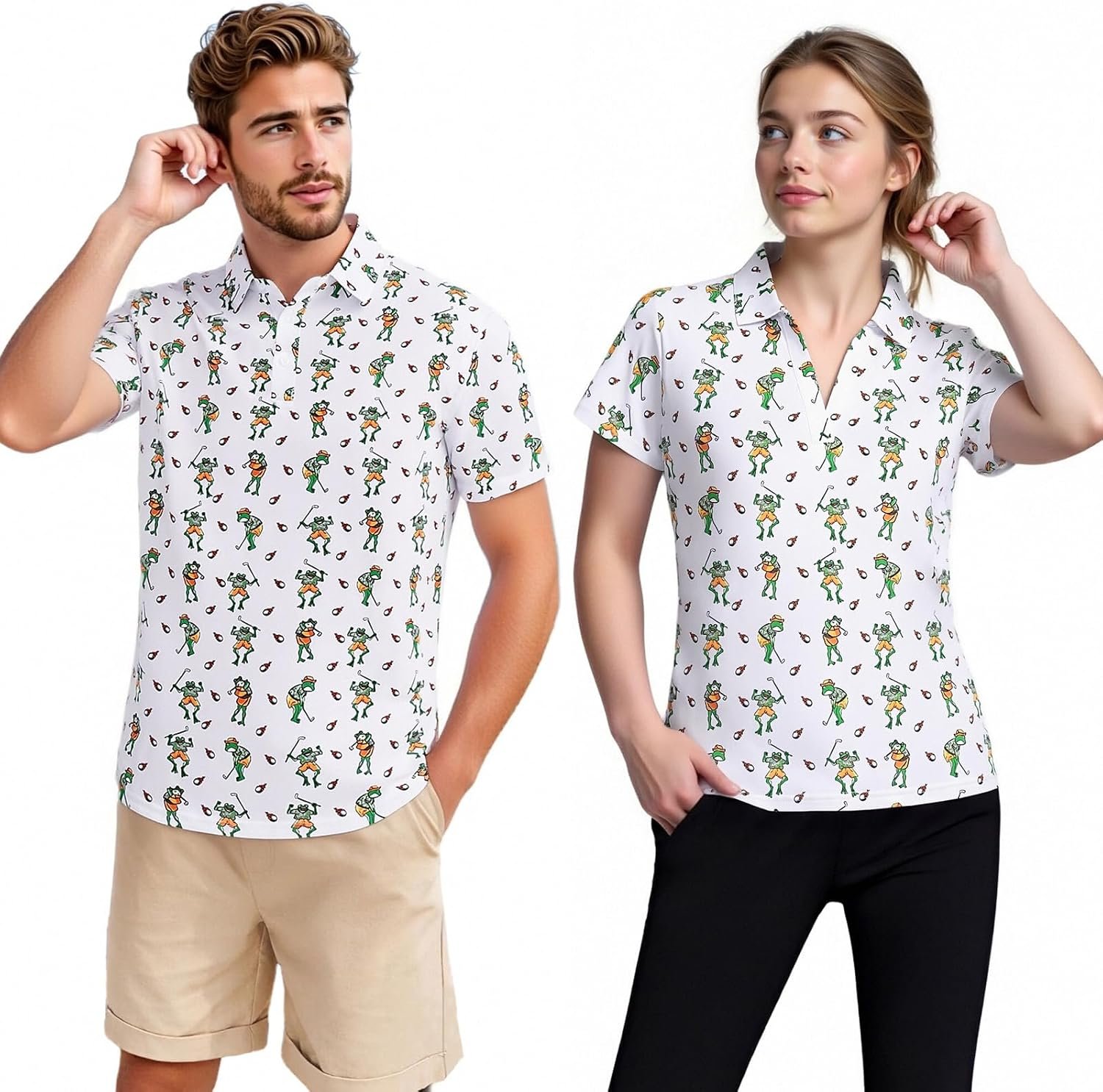 Matching Golf Shirts for Couples Funny Golf Polo Shirts for Men Women Crazy Fun Polo Shirts Couples Matching Outfits