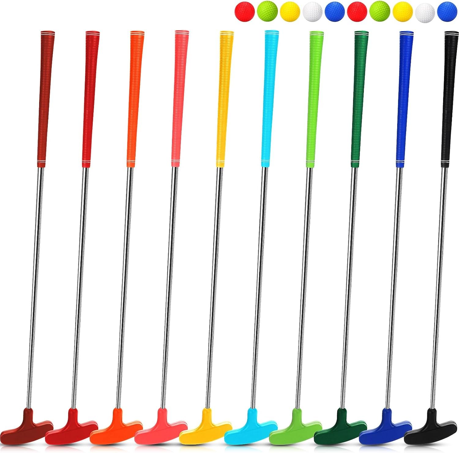 Libima 10 Pack Junior Golf Putter Golfs Putters Bulk with 10 Practice Golf Balls for Men and Women Two Way Mini Golfs Putter for Left and Right Handed Golfers for Adult