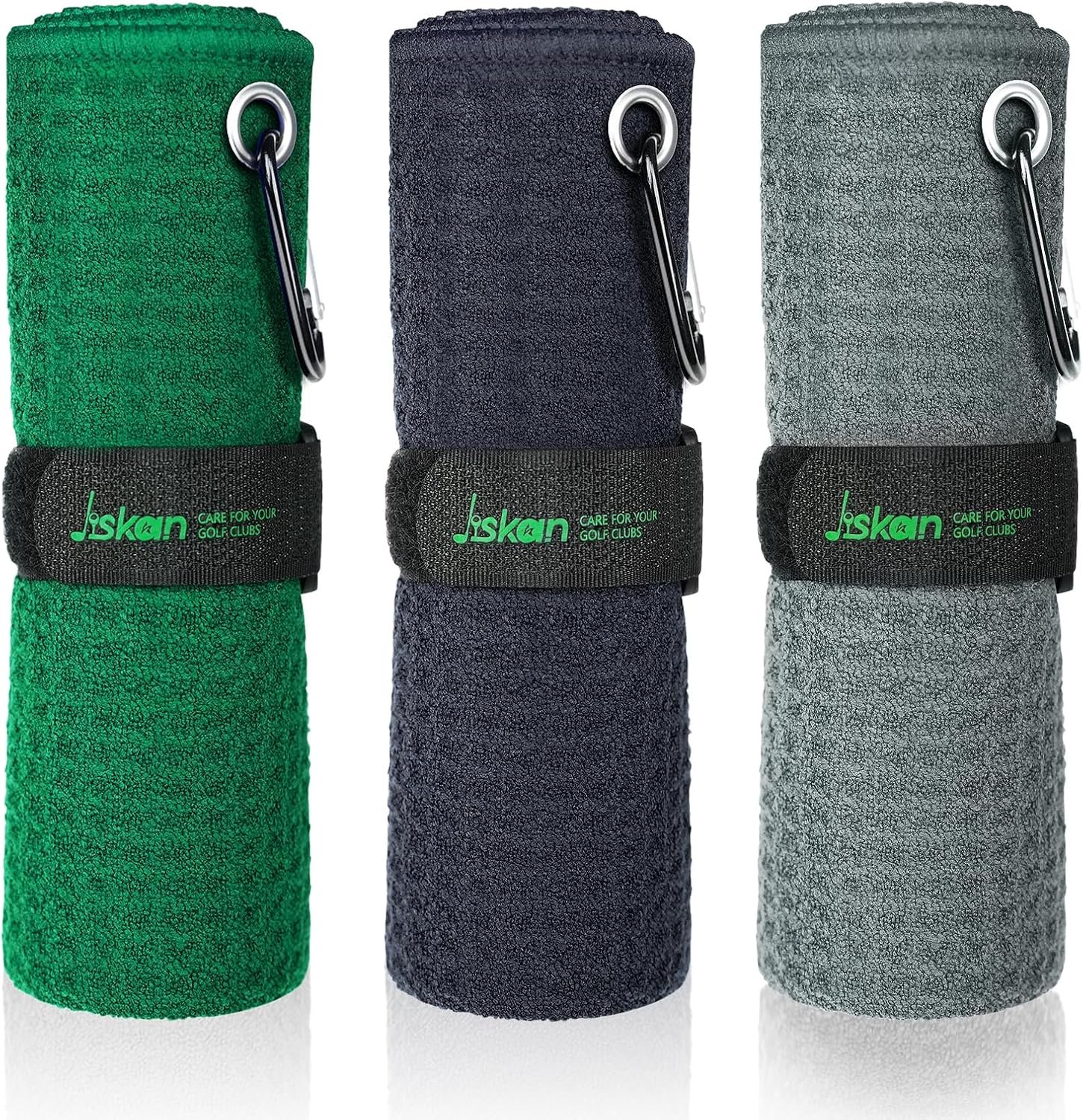 Jiskan Pro Golf Towel Microfiber Golf Towel for Golf Bags (16″ X 16″) with Hook, Loop Fastener and Gift Box, Essentials Golf Accessories for Men, Golf Gifts for Men/Women