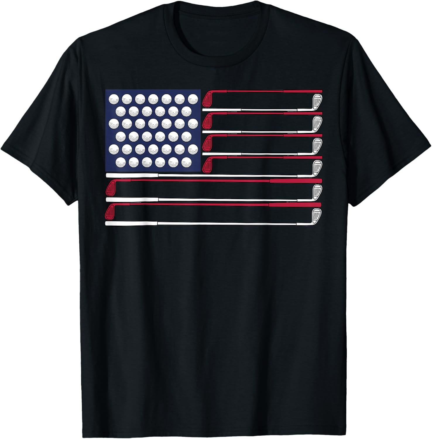Patriotic Golf American 4th of July Golf Clubs American Flag T-Shirt